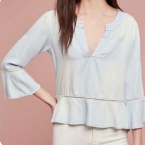 Denim white wash boho shirt size small